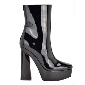 GUESS Byra Black High Shine Platform Ankle Boots Chunky Heel Y2K 6